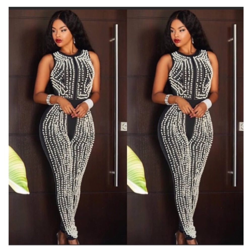 5 ⭐️ RATED PEARLED OUT JUMPSUIT